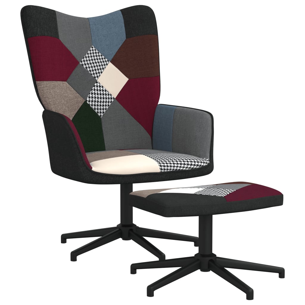 Relaxsessel mit Hocker Patchwork Stoff