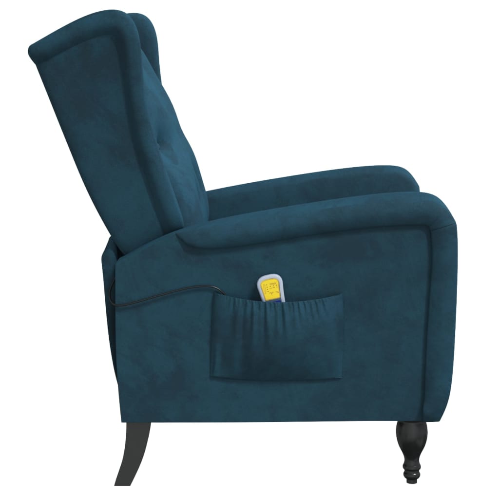 Massagesessel Blau Samt