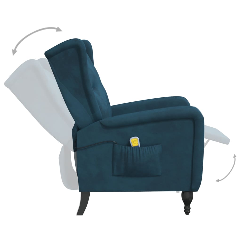 Massagesessel Blau Samt