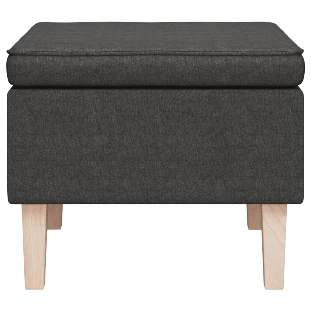 Hocker mit Holzbeinen Dunkelgrau Stoff