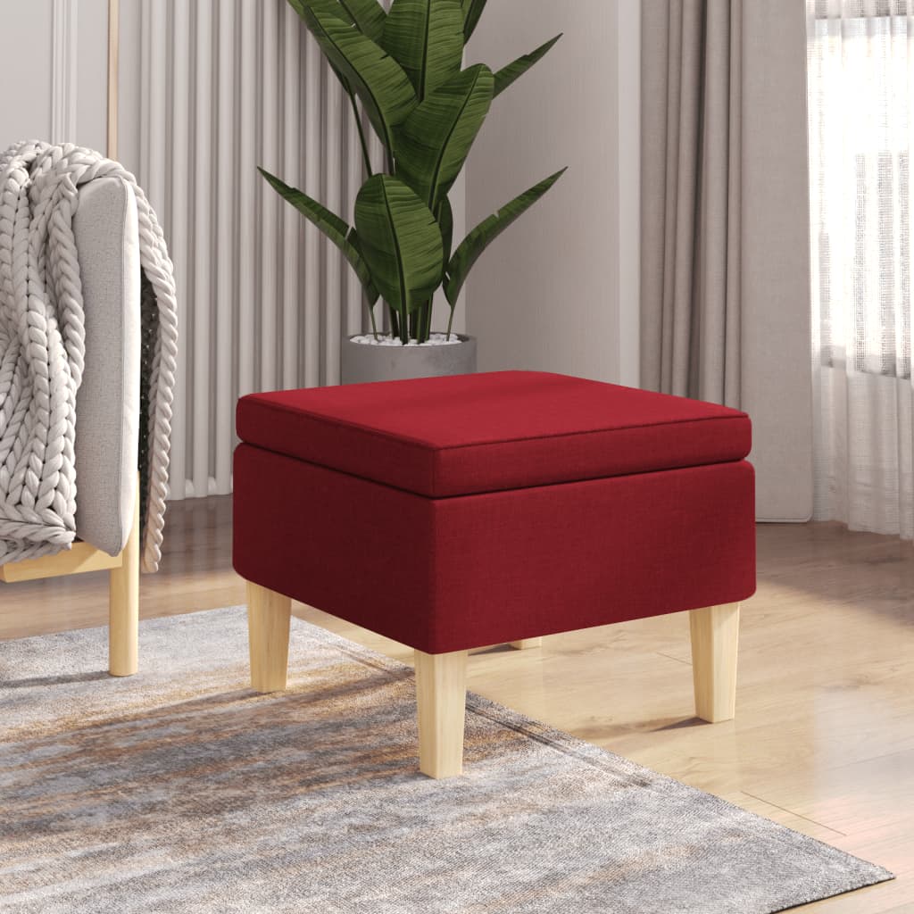 Hocker mit Holzbeinen Weinrot Stoff