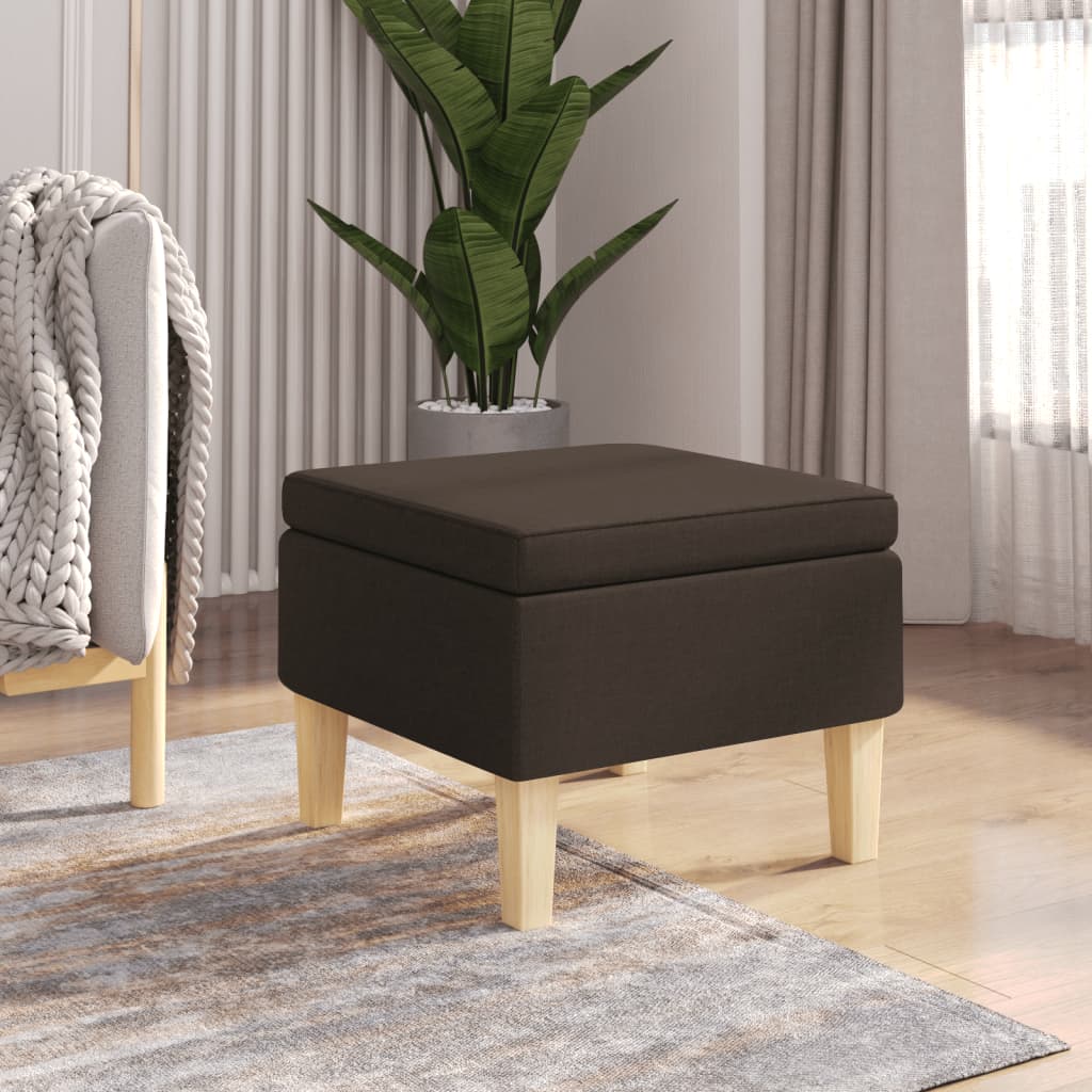Hocker mit Holzbeinen Dunkelbraun Stoff