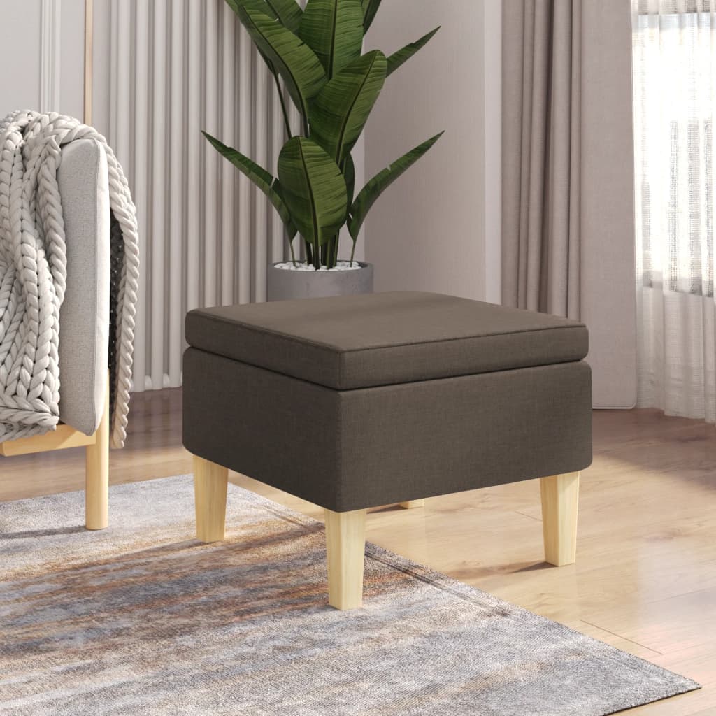 Hocker mit Holzbeinen Taupe Stoff