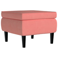 Thumbnail for Hocker mit Holzbeinen Rosa Samt