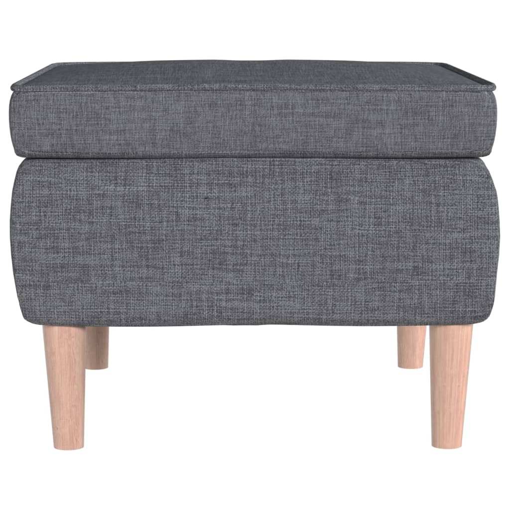 Hocker mit Holzbeinen Hellgrau Stoff