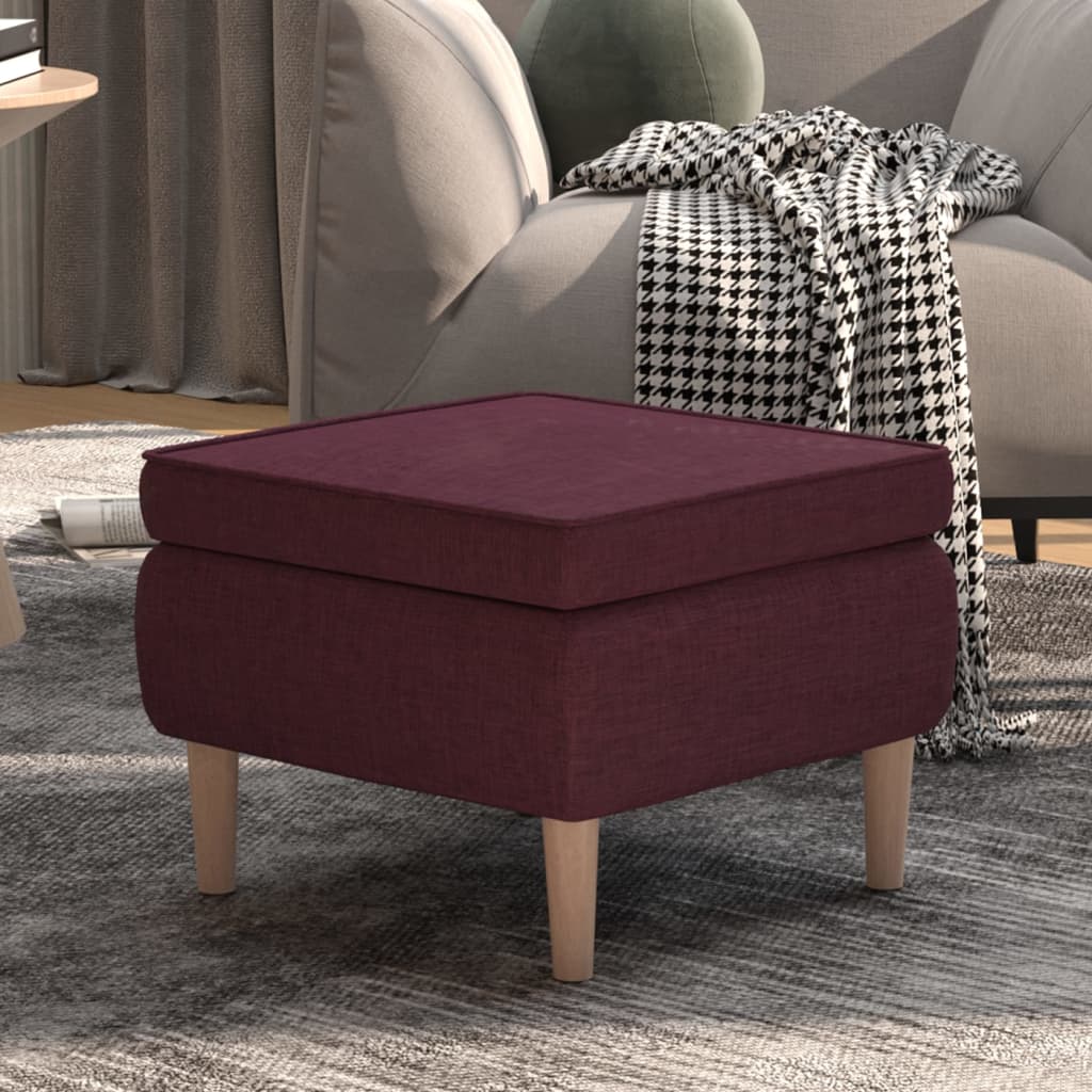 Hocker mit Holzbeinen Lila Stoff