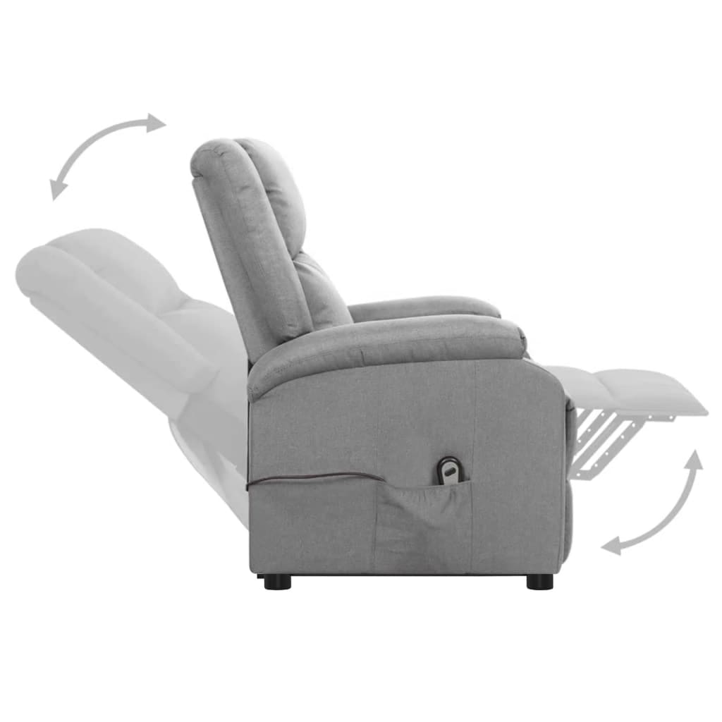 Sessel mit Aufstehhilfe Hellgrau Stoff