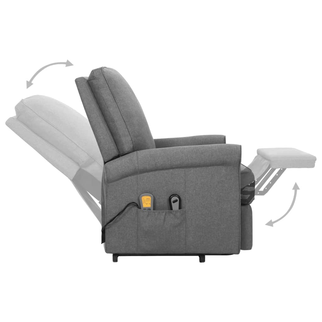 Massagesessel mit Aufstehhilfe Hellgrau Stoff