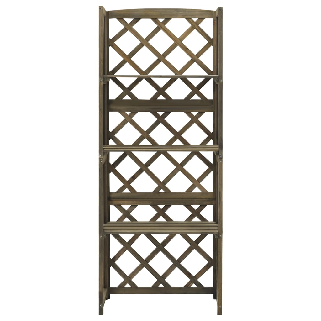 Spalier mit Ablagen Grau 55x30x140 cm Massivholz Tanne