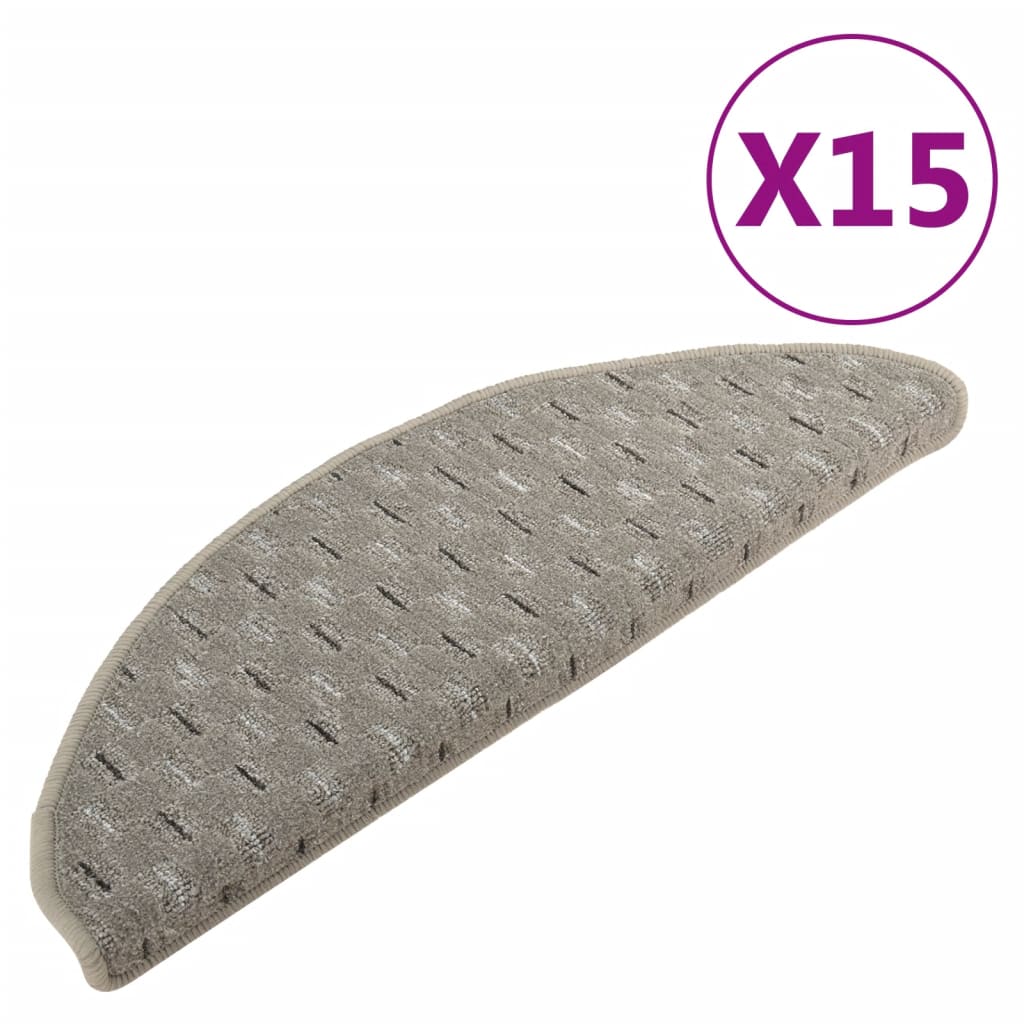 Treppenmatten 15 Stk. Grau 65x25 cm
