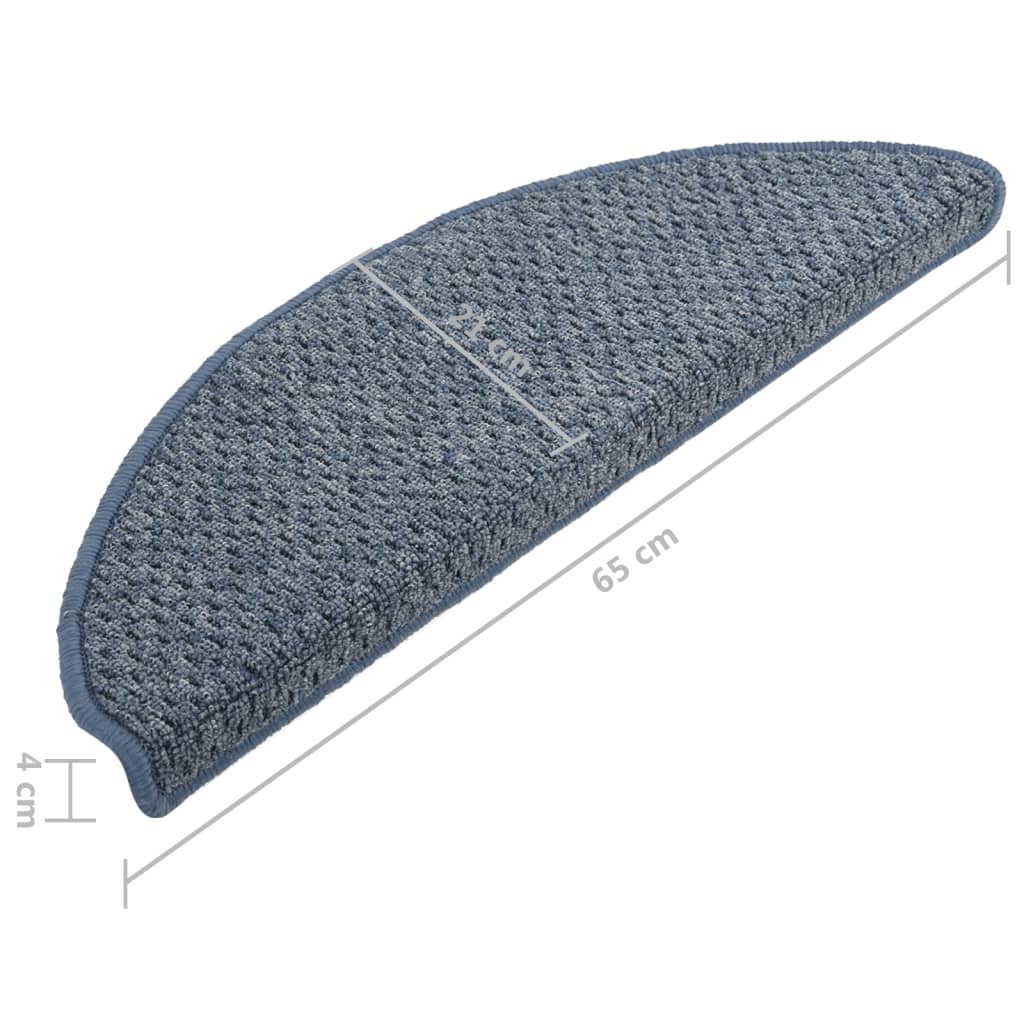 Treppenmatten 15 Stk. Blau 65x25 cm