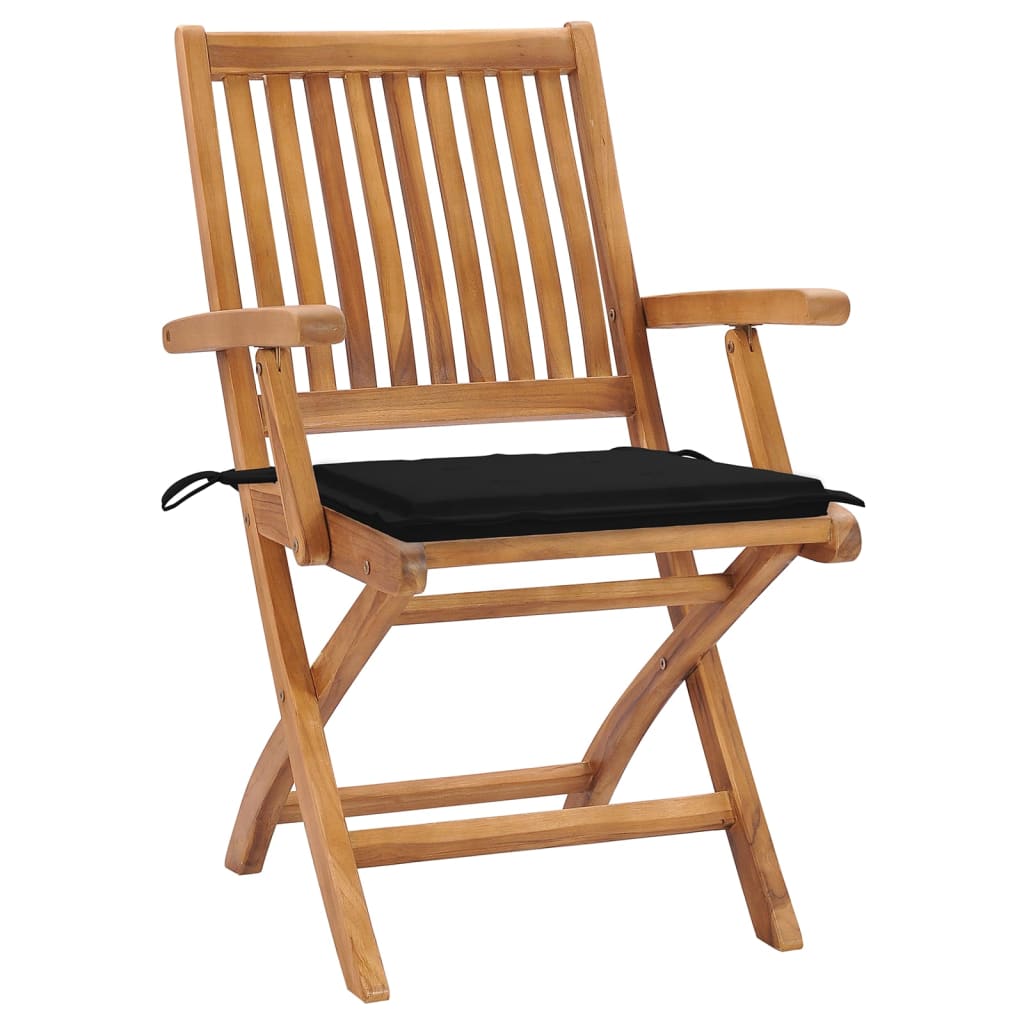 Klappbare Gartenstühle mit Kissen 4 Stk. Massivholz Teak