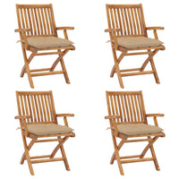 Thumbnail for Klappbare Gartenstühle mit Kissen 4 Stk. Massivholz Teak