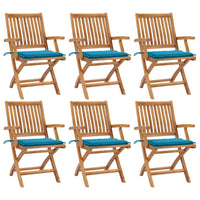 Thumbnail for Klappbare Gartenstühle mit Kissen 6 Stk. Massivholz Teak