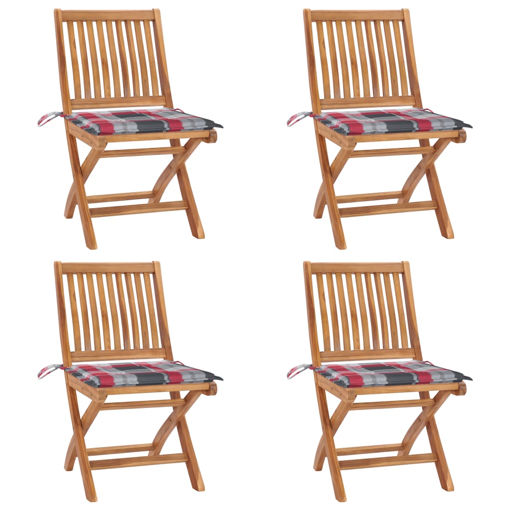 Klappbare Gartenstühle mit Kissen 4 Stk. Massivholz Teak