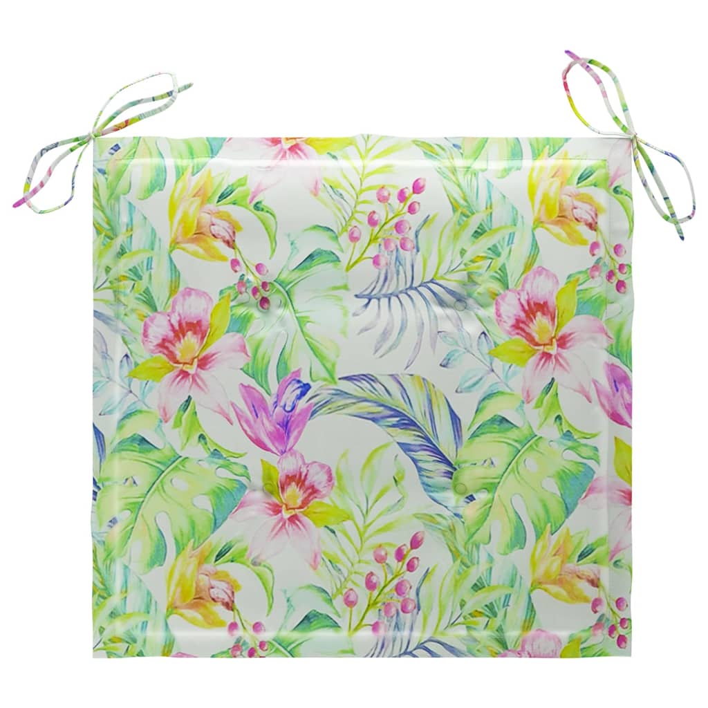 Gartenstühle mit Blattmuster-Kissen 8 Stk. Massivholz Teak