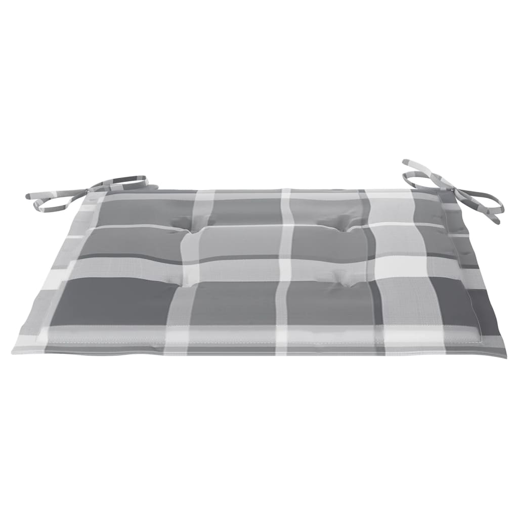 Essstühle 6 Stk. Graue Karomuster-Kissen Massivholz Teak