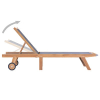 Thumbnail for Klappbare Sonnenliegen mit Rollen 2 Stk. Teak Massiv Textilene