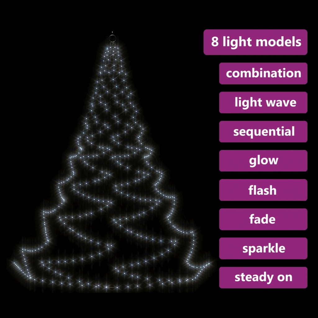 LED-Wandbaum mit Metallhaken 260 LED Kaltweiß 3m Indoor Outdoor