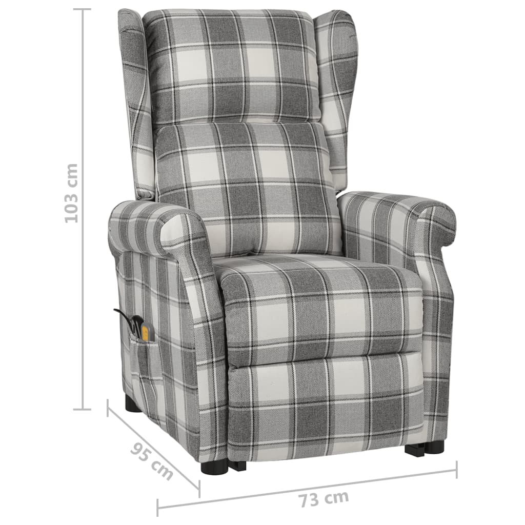 Massagesessel mit Aufstehhilfe Weiß und Grau Stoff