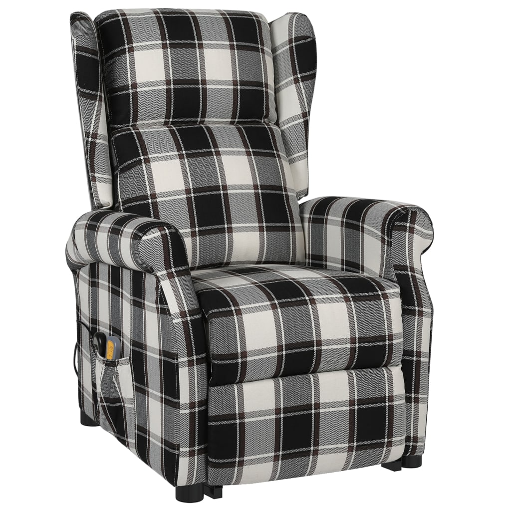 Massagesessel mit Aufstehhilfe Braun und Weiß Stoff