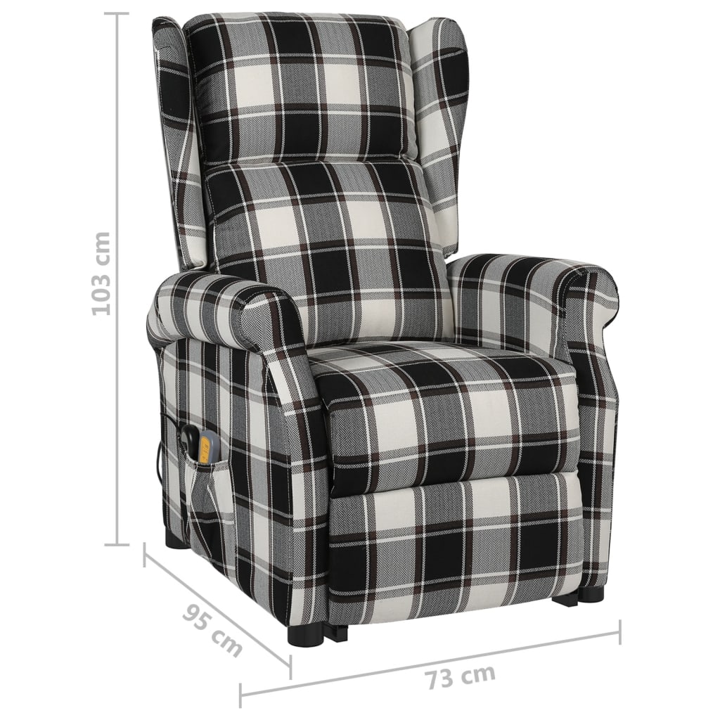 Massagesessel mit Aufstehhilfe Braun und Weiß Stoff