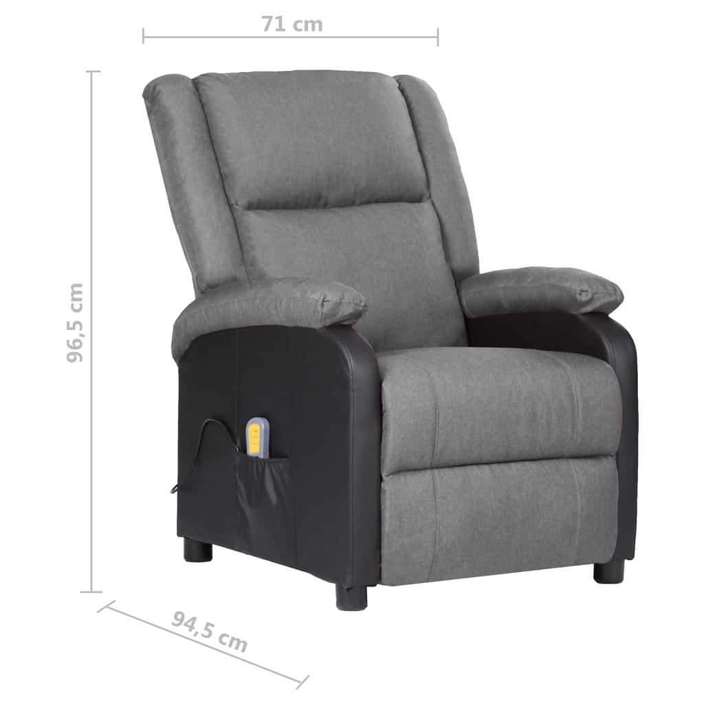 Massagesessel Hellgrau Kunstleder und Stoff