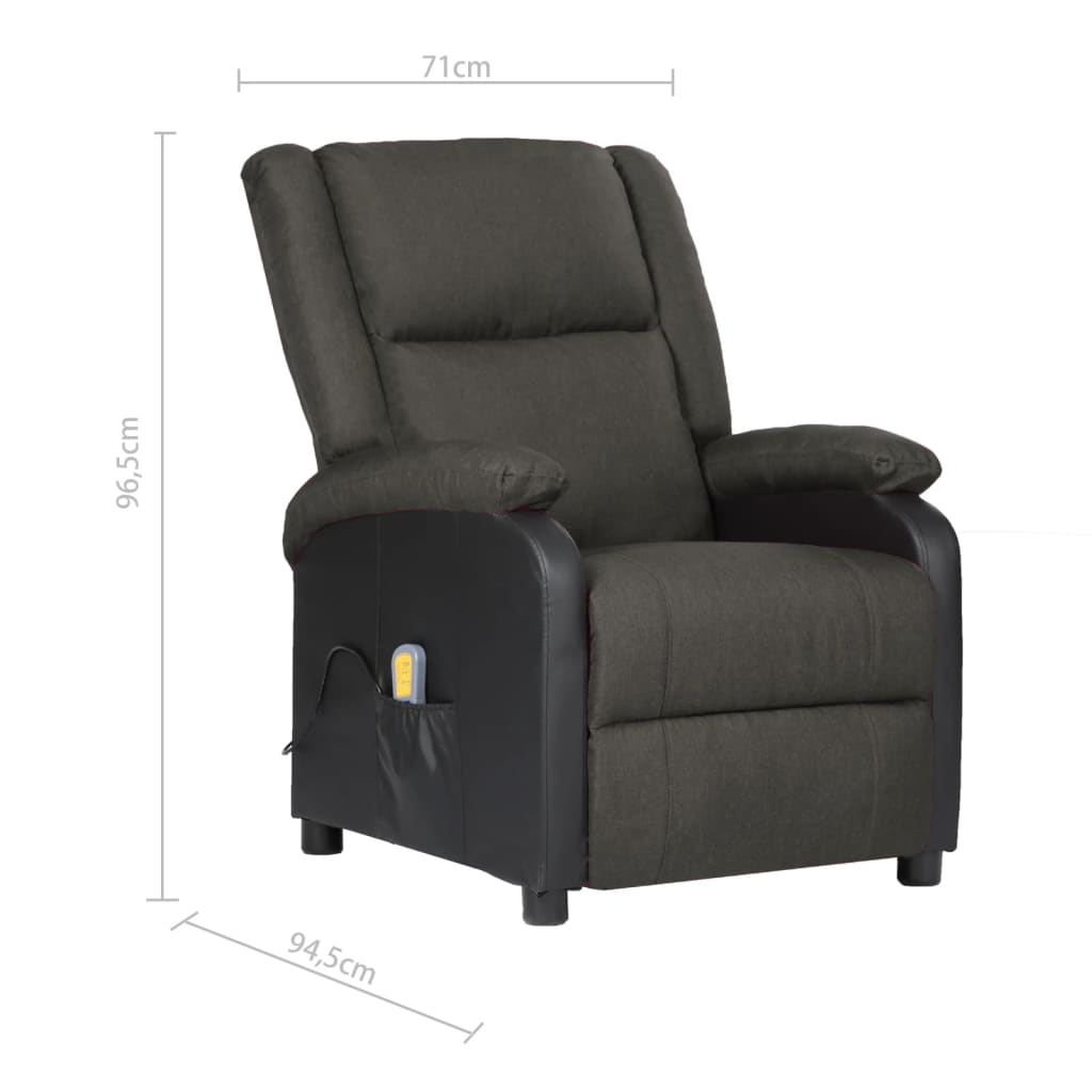 Massagesessel Dunkelgrau Kunstleder und Stoff