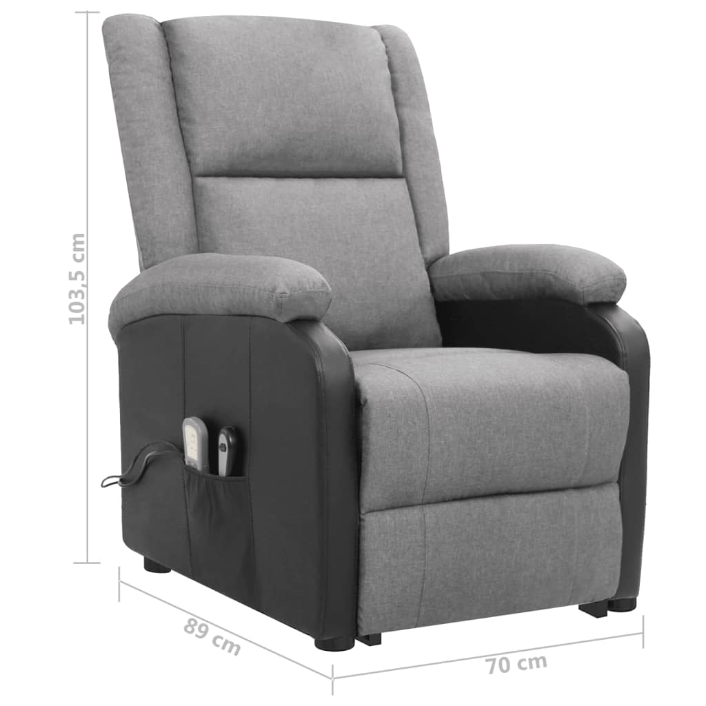 Massagesessel mit Aufstehhilfe Hellgrau Stoff