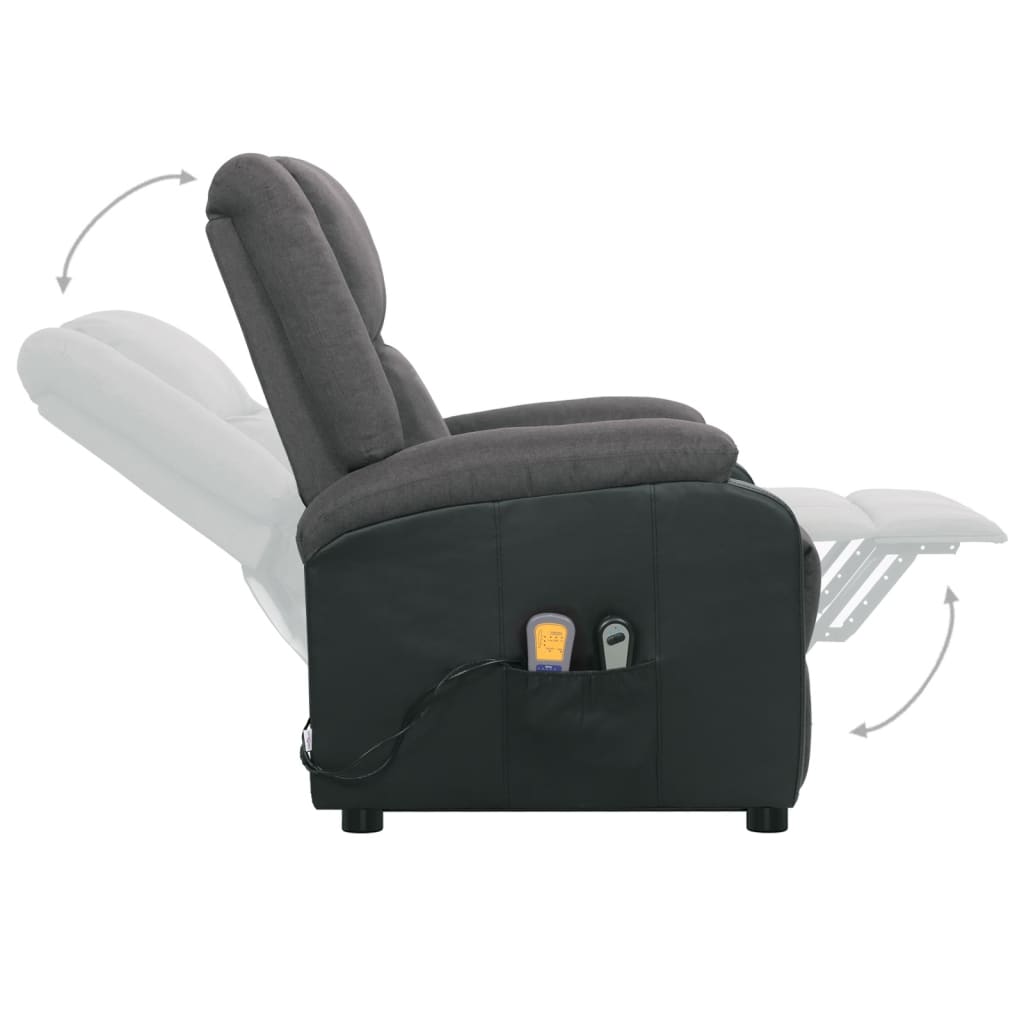 Massagesessel mit Aufstehhilfe Dunkelgrau Stoff