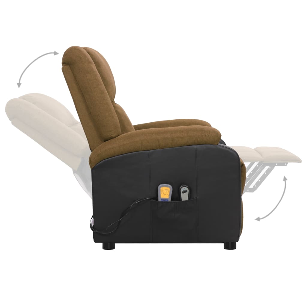 Massagesessel mit Aufstehhilfe Braun Stoff