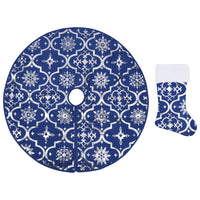 Thumbnail for Luxus-Weihnachtsbaumdecke mit Socke Blau 150 cm Stoff