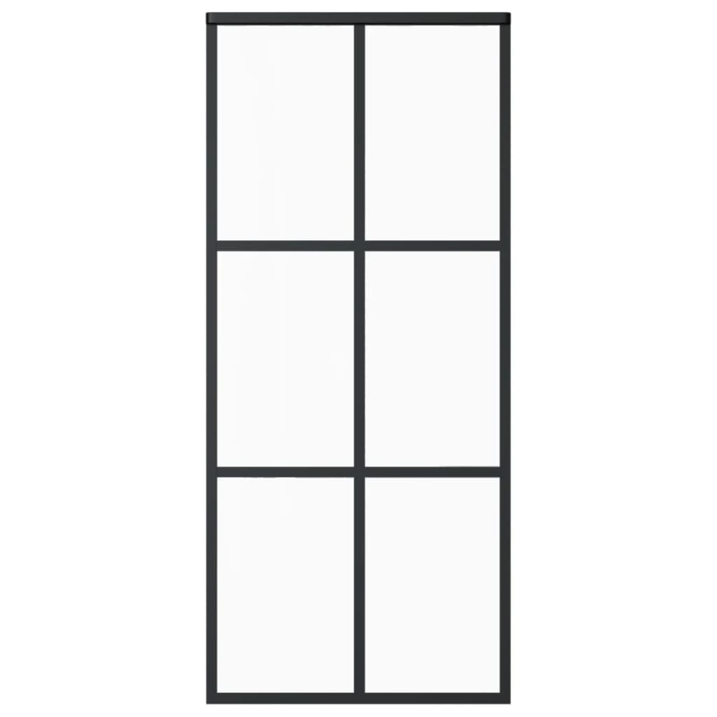 Schiebetür ESG-Glas und Aluminium 90x205 cm Schwarz