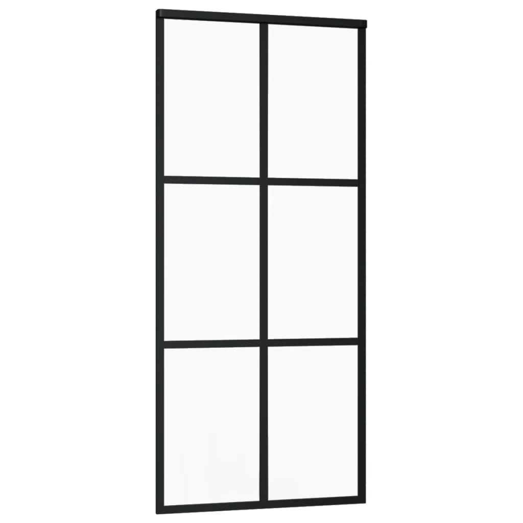 Schiebetür ESG-Glas und Aluminium 90x205 cm Schwarz