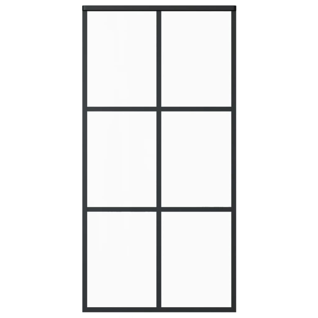 Schiebetür ESG-Glas und Aluminium 102x205 cm Schwarz