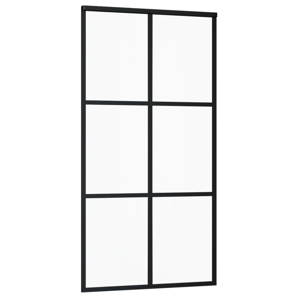 Schiebetür ESG-Glas und Aluminium 102x205 cm Schwarz