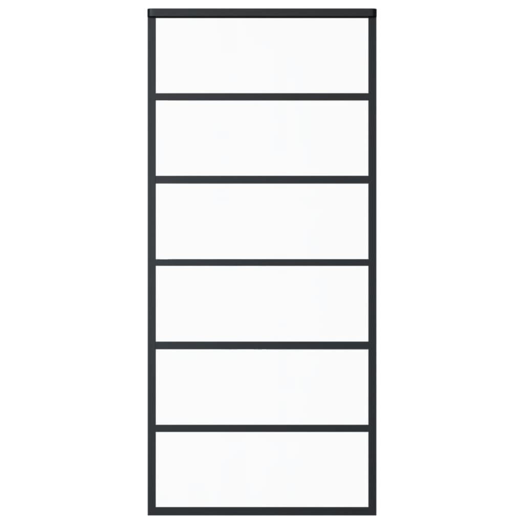 Schiebetür ESG-Glas und Aluminium 90x205 cm Schwarz