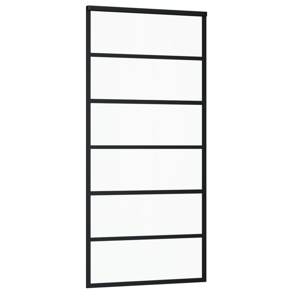 Schiebetür ESG-Glas und Aluminium 90x205 cm Schwarz