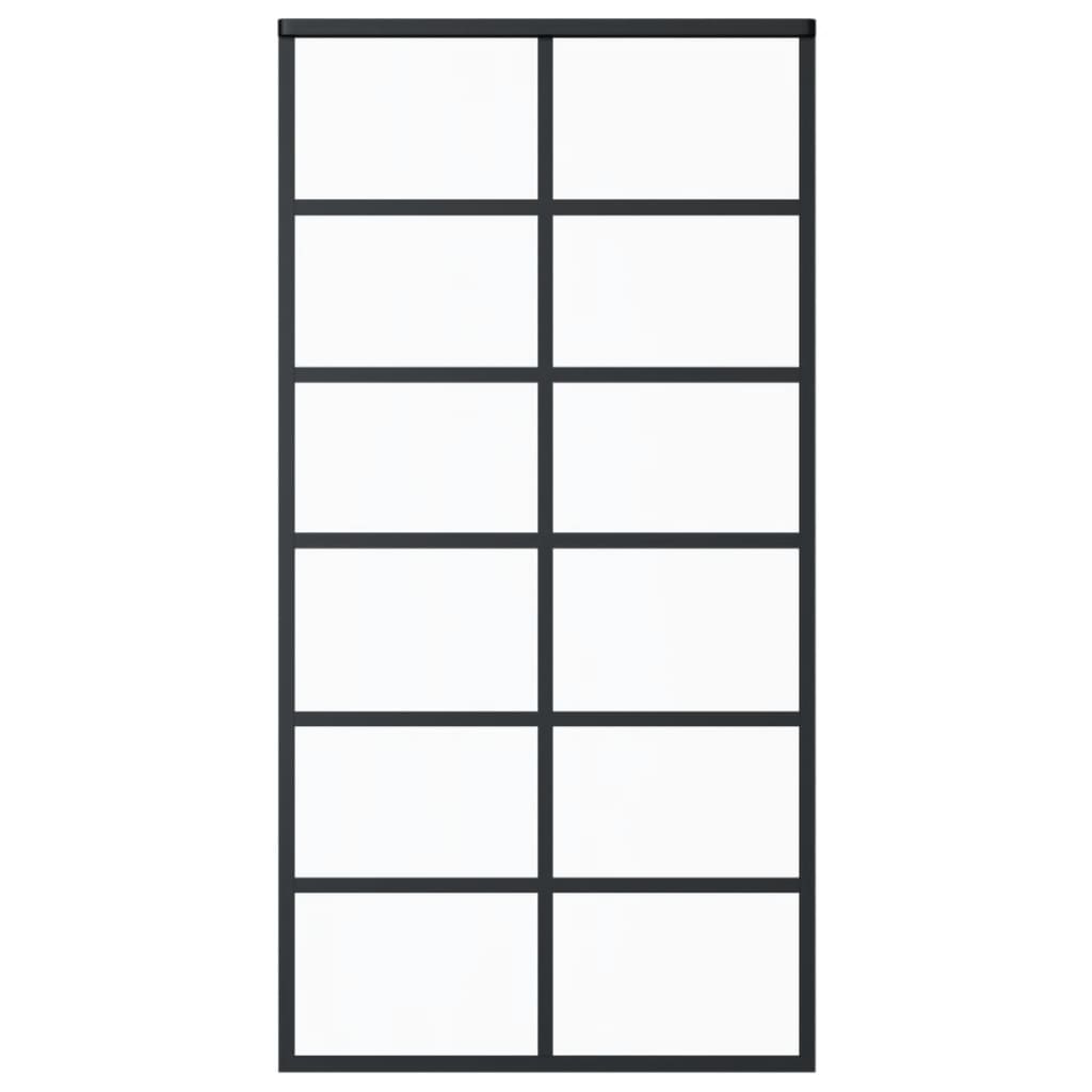 Schiebetür ESG-Glas und Aluminium 102x205 cm Schwarz