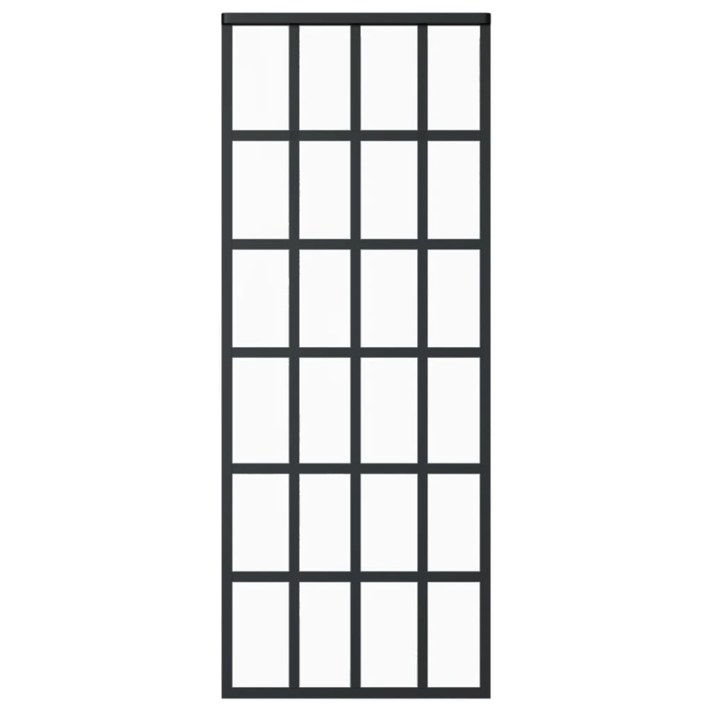 Schiebetür ESG-Glas und Aluminium 76x205 cm Schwarz