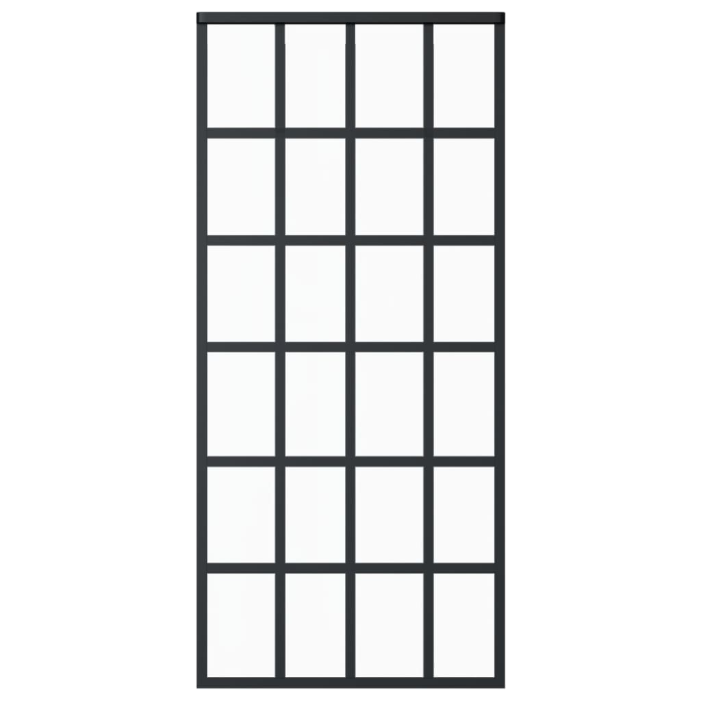 Schiebetür ESG-Glas und Aluminium 90x205 cm Schwarz