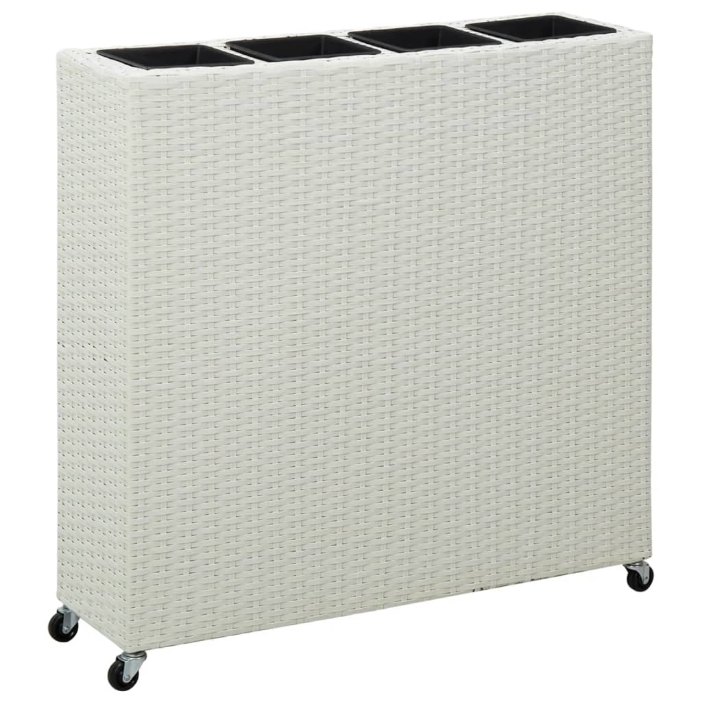 Garten-Hochbeet mit 4 Töpfen 80x22x79 cm Poly Rattan Weiß