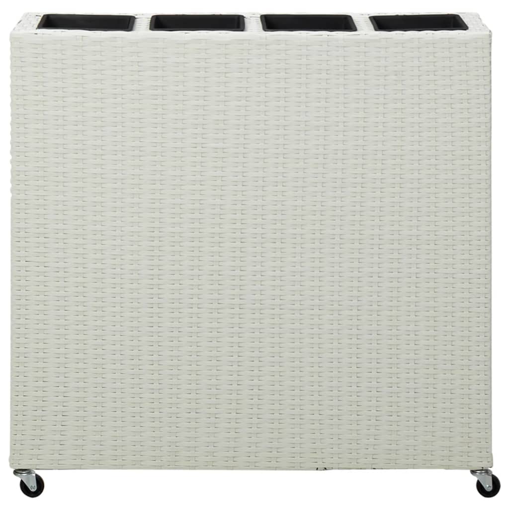 Garten-Hochbeet mit 4 Töpfen 80x22x79 cm Poly Rattan Weiß
