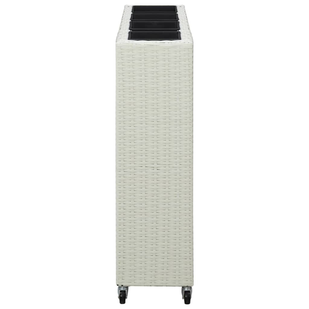Garten-Hochbeet mit 4 Töpfen 80x22x79 cm Poly Rattan Weiß