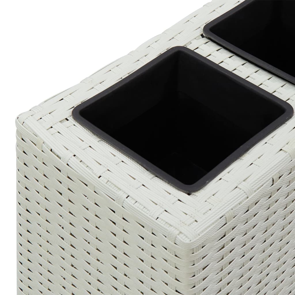 Garten-Hochbeet mit 4 Töpfen 80x22x79 cm Poly Rattan Weiß