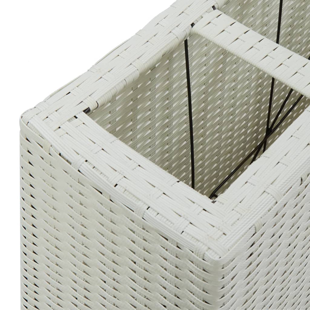 Garten-Hochbeet mit 4 Töpfen 80x22x79 cm Poly Rattan Weiß