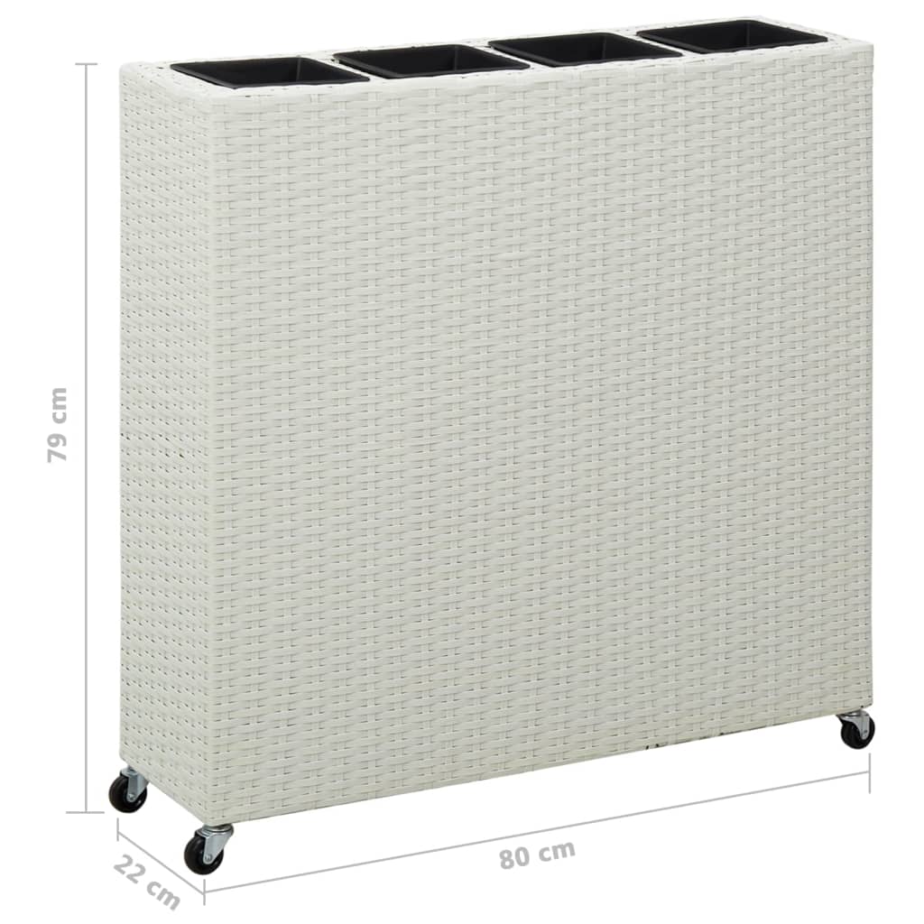 Garten-Hochbeet mit 4 Töpfen 80x22x79 cm Poly Rattan Weiß