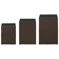 Thumbnail for Beistelltische 3 Stk. mit Glasplatten Braun Poly Rattan