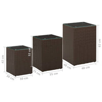 Thumbnail for Beistelltische 3 Stk. mit Glasplatten Braun Poly Rattan