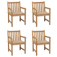 Thumbnail for Gartenstühle 4 Stk. mit Beigen Kissen Massivholz Teak